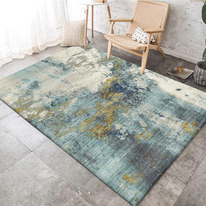 Contemporary Modern Rug in Blue Abstract Watercolor Painting Pattern Rug Polyester Washable Carpet for Home Decoration Blue Clearhalo 'Area Rug' 'Modern' 'Rugs' Rug' 1585034