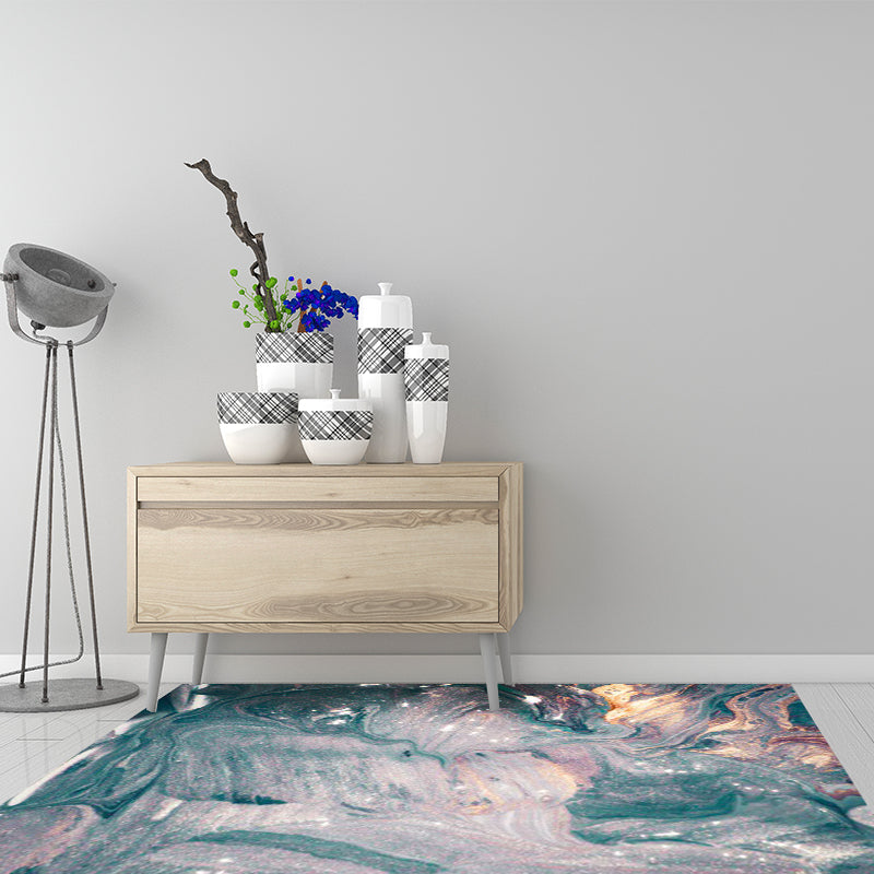 Green and Blue Bedroom Rug Modern Abstract Seawater Pattern Area Rug Polyester Pet Friendly Washable Carpet Clearhalo 'Area Rug' 'Modern' 'Rugs' Rug' 1585067