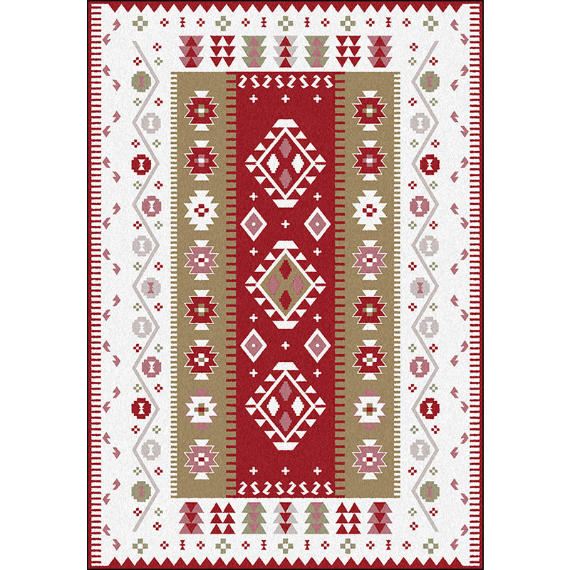 Tribal Southwestern Rug in Red and White Diamond Wave Pattern Rug Polyester Pet Friendly Carpet for Home Decoration Clearhalo 'Area Rug' 'Rugs' 'Southwestern' Rug' 1585088