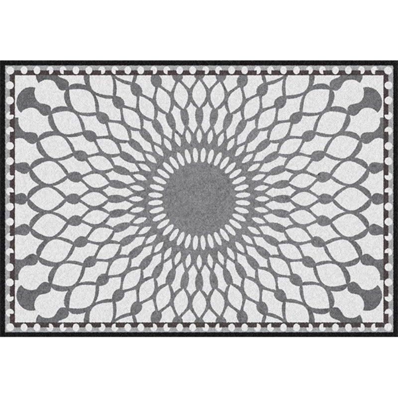 Grey Bedroom Rug Moroccan Geometric Mesh Pattern Area Rug Polyester Anti-Slip Backing Carpet Clearhalo 'Area Rug' 'Moroccan' 'Rugs' Rug' 1585171