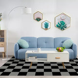 Black and Grey Bedroom Rug Modern Check Pattern Area Rug Polyester Washable Pet Friendly Carpet Clearhalo 'Area Rug' 'Modern' 'Rugs' Rug' 1585178