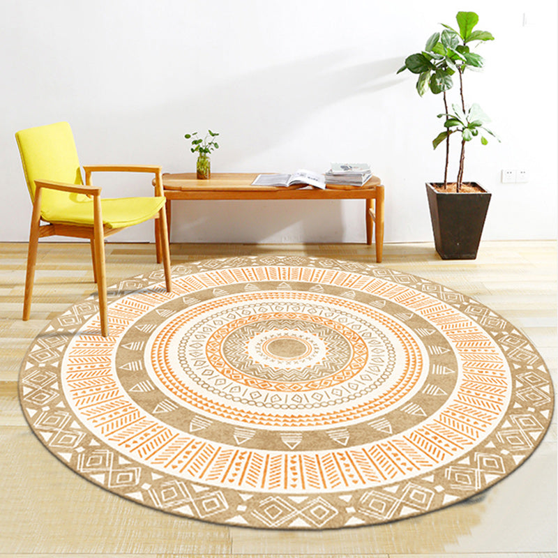 Multicolor Bedroom Rug Bohemian Circle Diamond Triangle Pattern Area Rug Polyester Anti-Slip Backing Carpet Yellow Clearhalo 'Area Rug' 'Bohemian' 'Rugs' Rug' 1585208