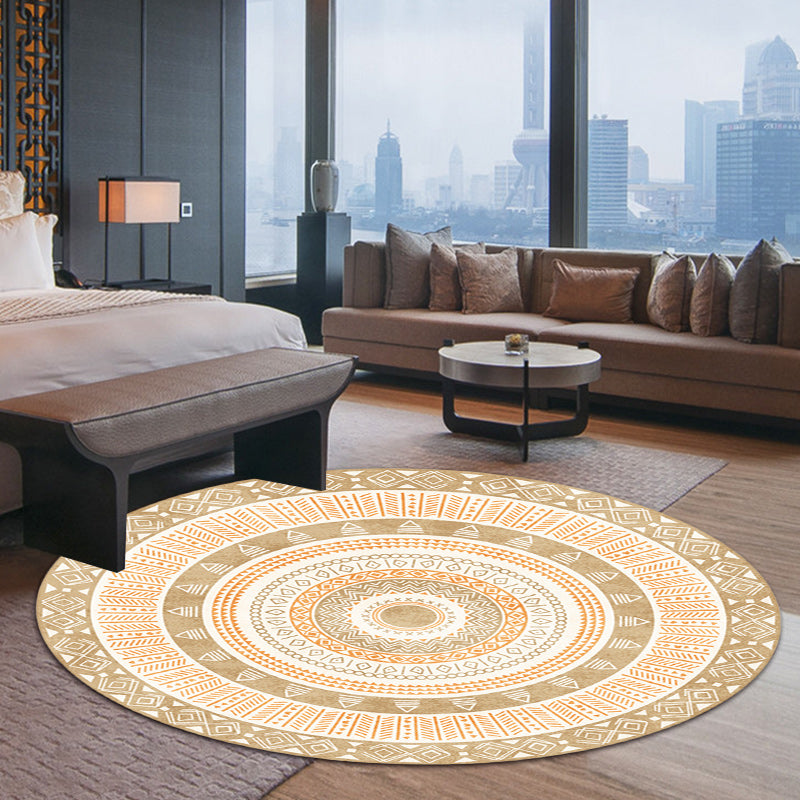 Multicolor Bedroom Rug Bohemian Circle Diamond Triangle Pattern Area Rug Polyester Anti-Slip Backing Carpet Clearhalo 'Area Rug' 'Bohemian' 'Rugs' Rug' 1585209