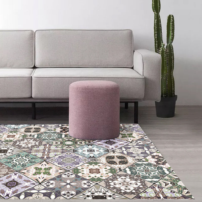 Retro Moroccan Rug in Green Geometric Flower Pattern Rug Polyester Anti-Slip Washable Carpet for Home Decoration Clearhalo 'Area Rug' 'Moroccan' 'Rugs' Rug' 1585315