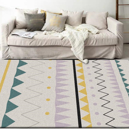 Bohemian Rug in Ivory Wave Triangle Pattern Rug Polyester Non-Slip Backing Carpet for Home Decoration Grey Clearhalo 'Area Rug' 'Bohemian' 'Rugs' Rug' 1585327