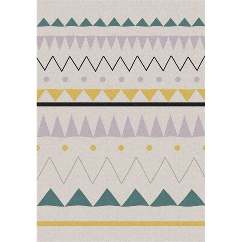 Bohemian Rug in Ivory Wave Triangle Pattern Rug Polyester Non-Slip Backing Carpet for Home Decoration Clearhalo 'Area Rug' 'Bohemian' 'Rugs' Rug' 1585329