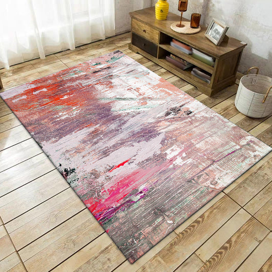 Pink Bedroom Rug Modern Abstract Oil Painting Pattern Area Rug Polyester Anti-Slip Backing Machine Washable Carpet Pink Clearhalo 'Area Rug' 'Modern' 'Rugs' Rug' 1585370