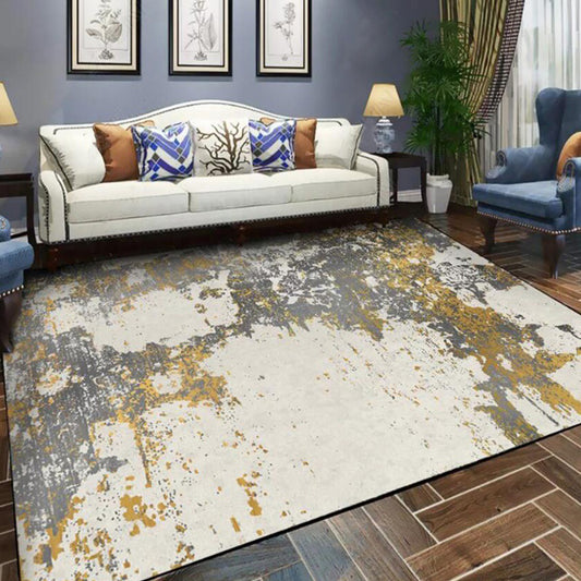 Yellow and Grey Bedroom Rug Modern Abstract Ink Painting Pattern Area Rug Polyester Non-Slip Backing Washable Carpet Yellow Clearhalo 'Area Rug' 'Modern' 'Rugs' Rug' 1585391