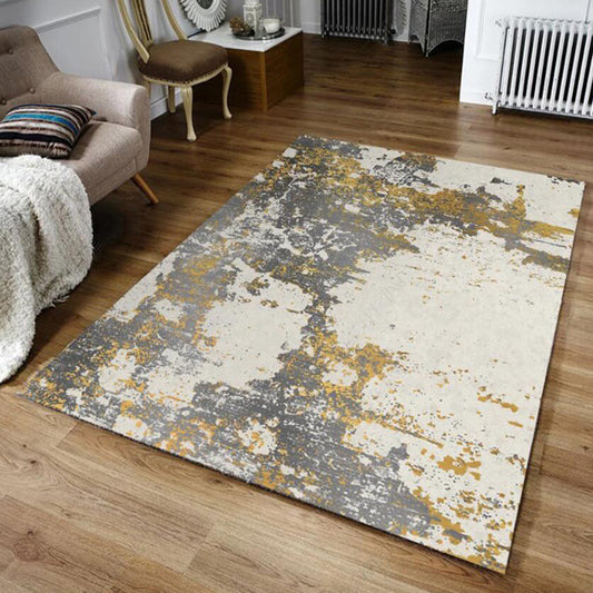 Yellow and Grey Bedroom Rug Modern Abstract Ink Painting Pattern Area Rug Polyester Non-Slip Backing Washable Carpet Clearhalo 'Area Rug' 'Modern' 'Rugs' Rug' 1585392