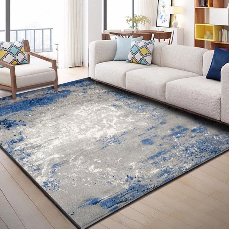 Scandinavian Modern Rug in Blue and Grey Abstract Painting Pattern Rug Polyester Washable Carpet for Home Decoration Clearhalo 'Area Rug' 'Modern' 'Rugs' Rug' 1585399