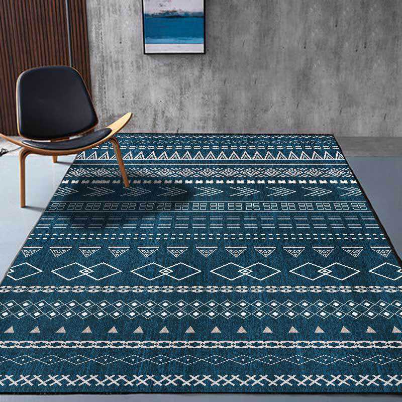 Southwestern Living Room Rug in Blue Diamond Triangle Print Rug Polyester Machine Washable Area Rug Blue Clearhalo 'Area Rug' 'Rugs' 'Southwestern' Rug' 1585449