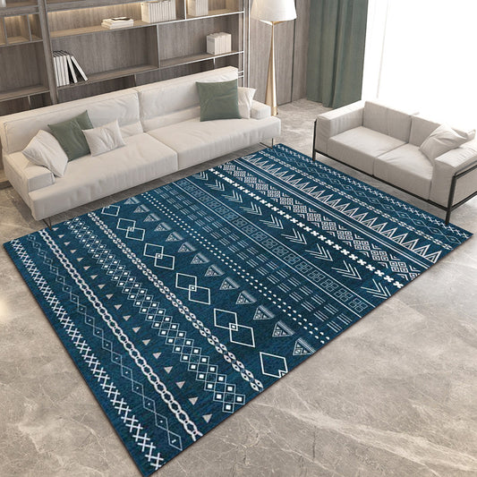 Southwestern Living Room Rug in Blue Diamond Triangle Print Rug Polyester Machine Washable Area Rug Clearhalo 'Area Rug' 'Rugs' 'Southwestern' Rug' 1585450
