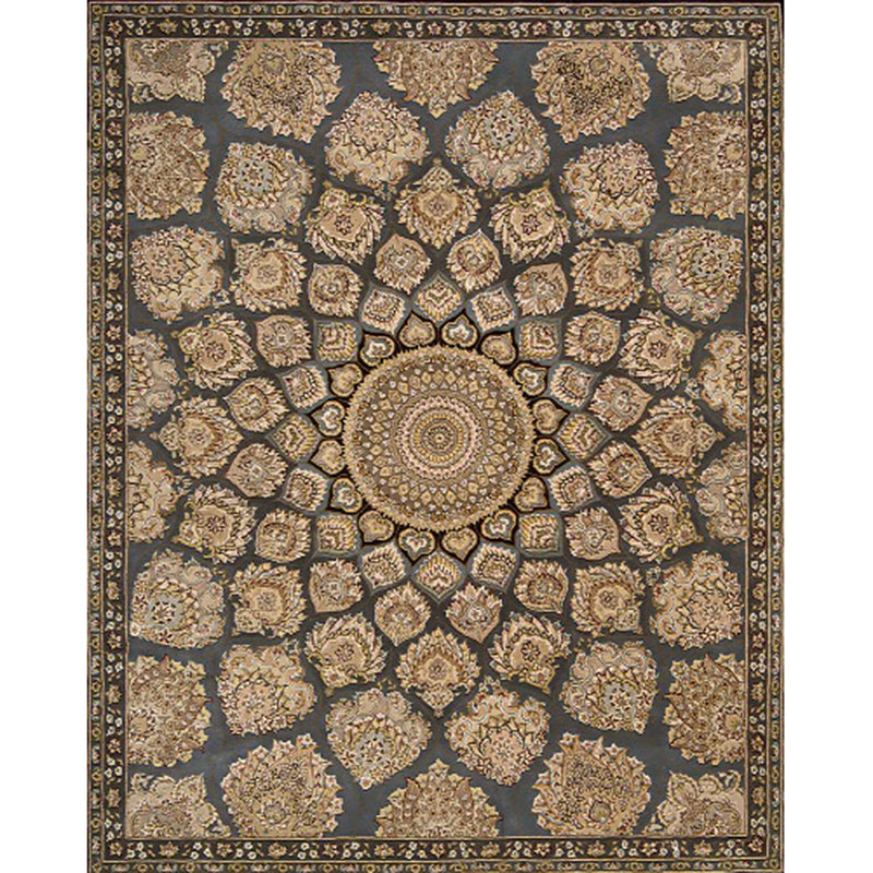 Brown Bedroom Rug Southwestern Floral Circle Geometric Pattern Area Rug Polyester Stain-Resistant Carpet Clearhalo 'Area Rug' 'Rugs' 'Southwestern' Rug' 1585459
