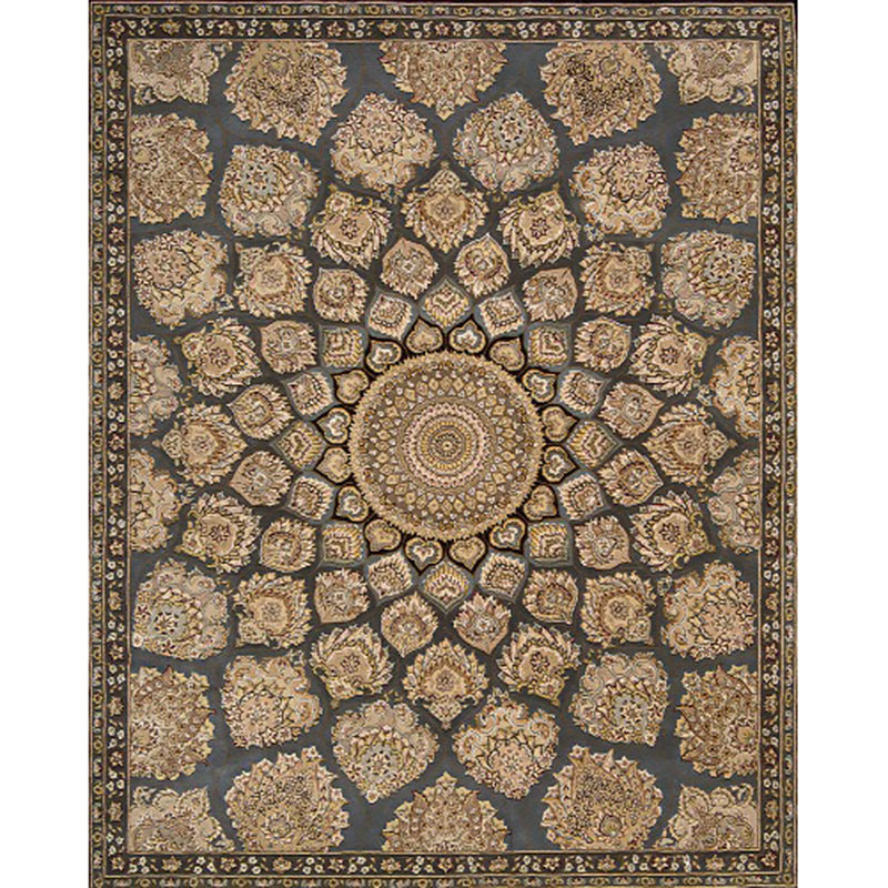 Brown Bedroom Rug Southwestern Floral Circle Geometric Pattern Area Rug Polyester Stain-Resistant Carpet Clearhalo 'Area Rug' 'Rugs' 'Southwestern' Rug' 1585459