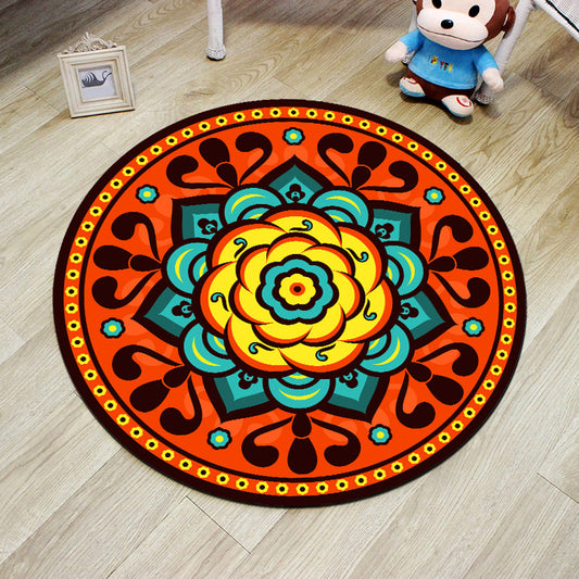 Orange Bedroom Rug Moroccan Floral Lotus Pattern Area Rug Polyester Machine Washable Stain-Resistant Carpet Yellow-Red Clearhalo 'Area Rug' 'Moroccan' 'Rugs' Rug' 1585487