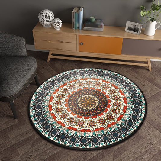 Green Bedroom Rug Moroccan Floral Circle Pattern Area Rug Polyester Pet Friendly Non-Slip Washable Carpet Red Clearhalo 'Area Rug' 'Moroccan' 'Rugs' Rug' 1585496
