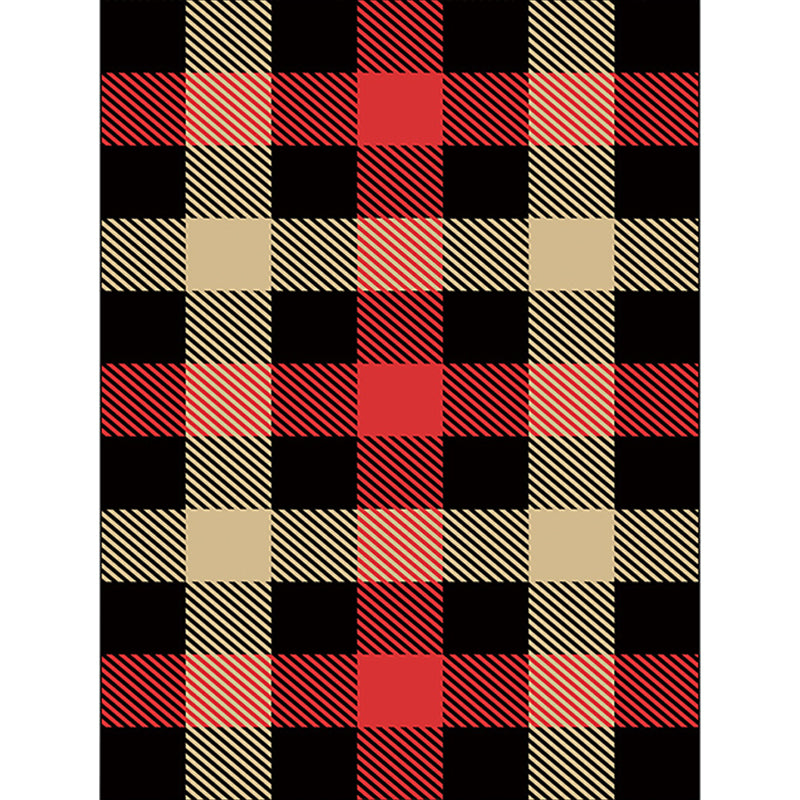 Black Bedroom Rug Modern Plaid Pattern Area Rug Polyester Non-Slip Machine Washable Carpet Clearhalo 'Area Rug' 'Modern' 'Rugs' Rug' 1585523