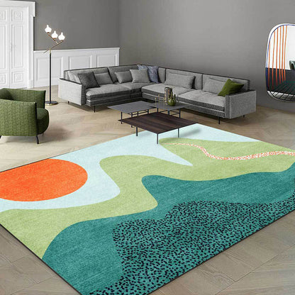 Multicolor Bedroom Rug Novelty Color Block Sun Hills Pattern Area Rug Polyester Non-Slip Washable Carpet Green Clearhalo 'Area Rug' 'Rug' 1585601