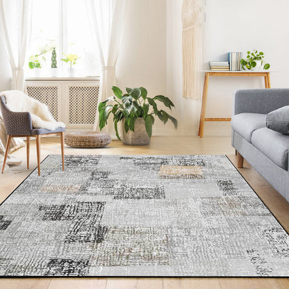 Grey Bedroom Rug Novelty Color Block Pattern Area Rug Polyester Non-Slip Pet Friendly Carpet Light Gray Clearhalo 'Area Rug' 'Rug' 1585617