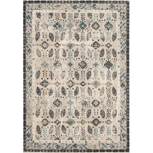 Vintage Eclectic Border Area Rug with Floral and Botanical Polyester Washable Stain Resistant Area Rug for Bedroom Clearhalo 'Area Rug' 'Rugs' 'Southwestern' Rug' 1585679