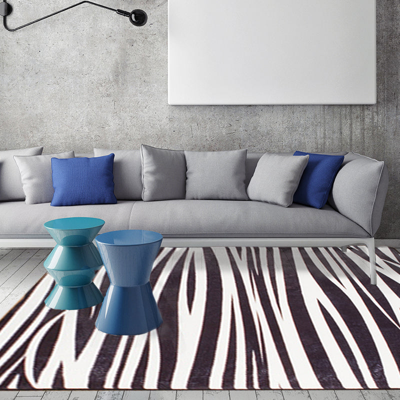 Modern Zebra Print Area Rug Black and White Rug Power Loom Washable Rug for Living Room Clearhalo 'Area Rug' 'Rugs' 'Southwestern' Rug' 1585709