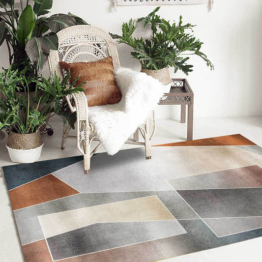 Unique Colorblock Rug Grey and Brown Simple Rug Polyester Washable Non-Slip Backing Area Rug for Living Room Grey Clearhalo 'Area Rug' 'Modern' 'Rugs' Rug' 1585896