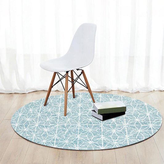 Round Rug Southwestern Simple Geometric Trellis Tribal Floor Covering Polyester Non-slip Stain Resistant Area Rug Lake Blue Clearhalo 'Area Rug' 'Rugs' 'Southwestern' Rug' 1585904