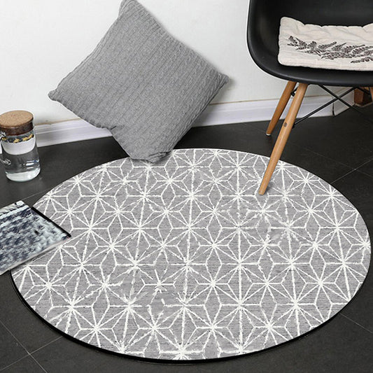 Round Rug Southwestern Simple Geometric Trellis Tribal Floor Covering Polyester Non-slip Stain Resistant Area Rug Grey Clearhalo 'Area Rug' 'Rugs' 'Southwestern' Rug' 1585912