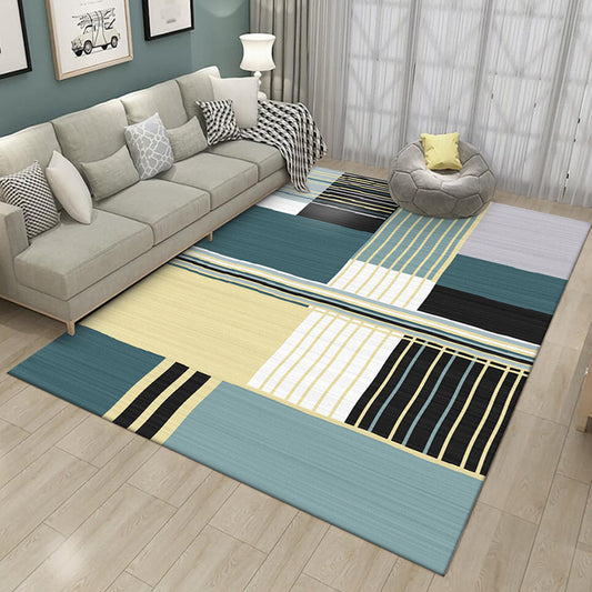 Modern Striped Pattern Rug Green Simple Rug Polyester Washable Non-Slip Backing Area Rug for Living Room Green Clearhalo 'Area Rug' 'Modern' 'Rugs' Rug' 1585944