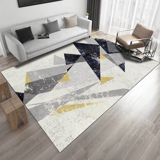 Contemporary Geometric Print Rug Grey Multicolor Polyester Rug Machine Washable Anti-Slip Area Rug for Bedroom Grey Clearhalo 'Area Rug' 'Modern' 'Rugs' Rug' 1585952