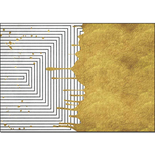 Modern Colorblock Striped Print Rug White and Golden Polyester Rug Machine Washable Anti-Slip Area Rug for Bedroom Clearhalo 'Area Rug' 'Modern' 'Rugs' Rug' 1585970