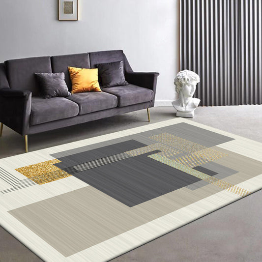 Stylish Striped Pattern Rug Grey and Beige Casual Rug Polyester Washable Non-Slip Backing Area Rug for Living Room Grey Clearhalo 'Area Rug' 'Modern' 'Rugs' Rug' 1586016