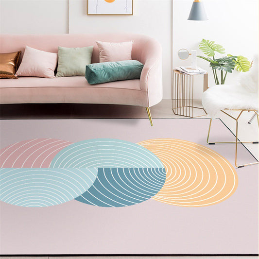 Novelty Swirl Lines Pattern Rug Pink and Green Simple Rug Polyester Washable Non-Slip Backing Area Rug for Bedroom Clearhalo 'Area Rug' 'Modern' 'Rugs' Rug' 1586025
