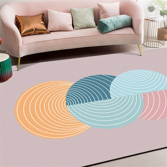 Novelty Swirl Lines Pattern Rug Pink and Green Simple Rug Polyester Washable Non-Slip Backing Area Rug for Bedroom Clearhalo 'Area Rug' 'Modern' 'Rugs' Rug' 1586026