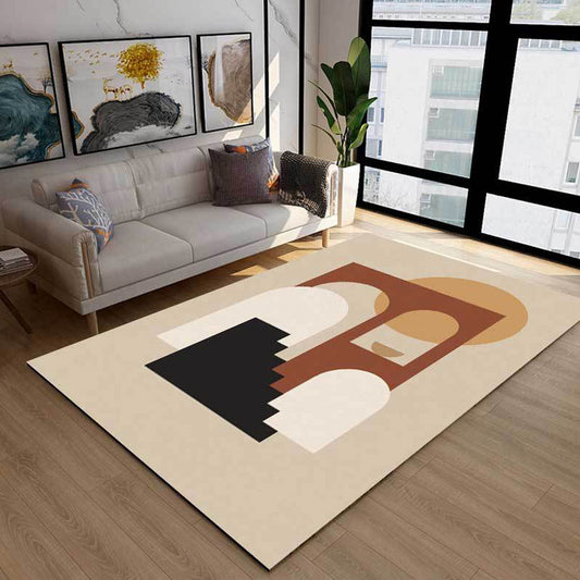 Khaki Multicolor Nordic Rug Polyester Abstract Rug Machine Washable Non-Slip Carpet for Living Room Pink Clearhalo 'Area Rug' 'Modern' 'Rugs' Rug' 1586033