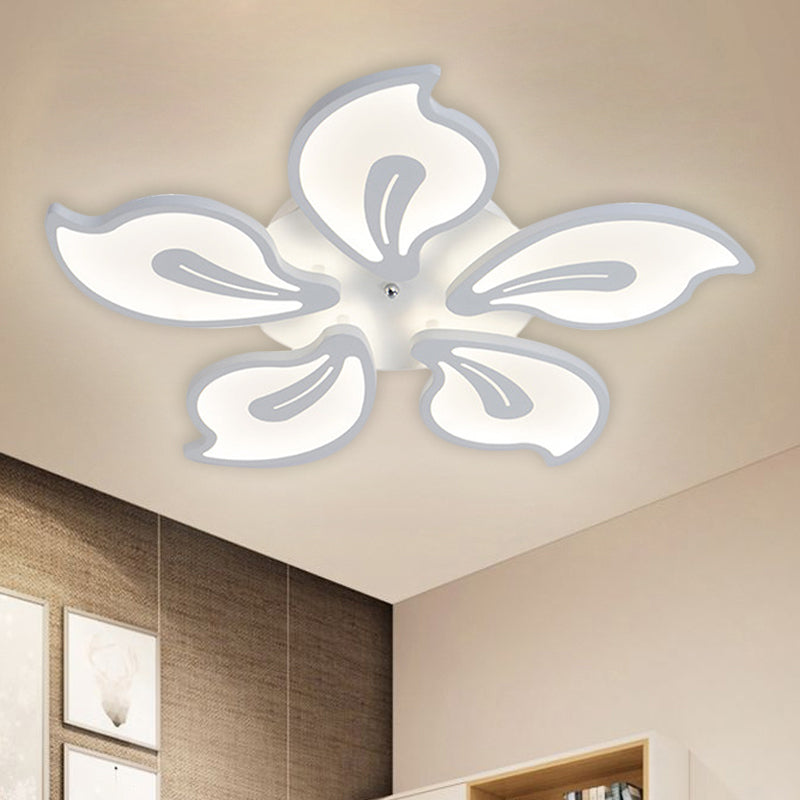 Acrylic Blossom Ceiling Flush Contemporary 5/9 Heads White Semi Flush Mount in Warm/White/Natural Light Clearhalo 'Ceiling Lights' 'Close To Ceiling Lights' 'Close to ceiling' 'Semi-flushmount' Lighting' 1586111