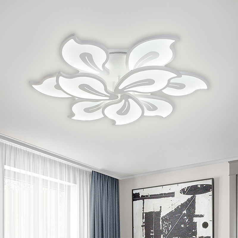 Acrylic Blossom Ceiling Flush Contemporary 5/9 Heads White Semi Flush Mount in Warm/White/Natural Light Clearhalo 'Ceiling Lights' 'Close To Ceiling Lights' 'Close to ceiling' 'Semi-flushmount' Lighting' 1586115