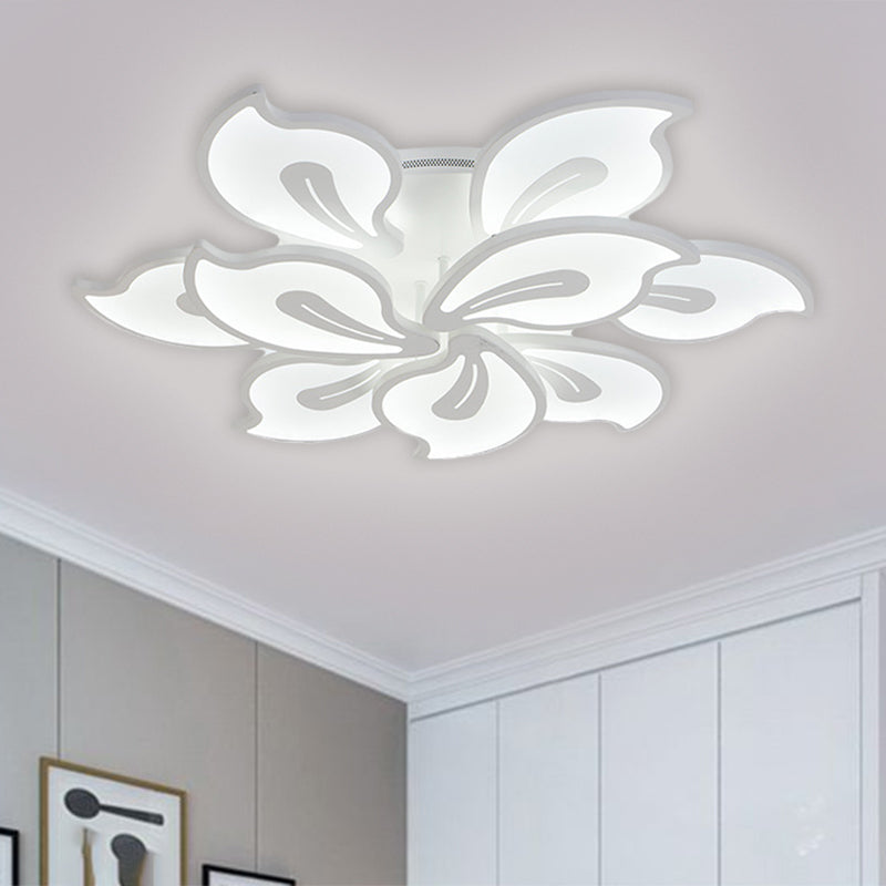 Acrylic Blossom Ceiling Flush Contemporary 5/9 Heads White Semi Flush Mount in Warm/White/Natural Light Clearhalo 'Ceiling Lights' 'Close To Ceiling Lights' 'Close to ceiling' 'Semi-flushmount' Lighting' 1586116