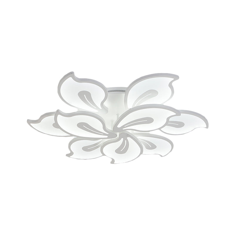 Acrylic Blossom Ceiling Flush Contemporary 5/9 Heads White Semi Flush Mount in Warm/White/Natural Light Clearhalo 'Ceiling Lights' 'Close To Ceiling Lights' 'Close to ceiling' 'Semi-flushmount' Lighting' 1586117