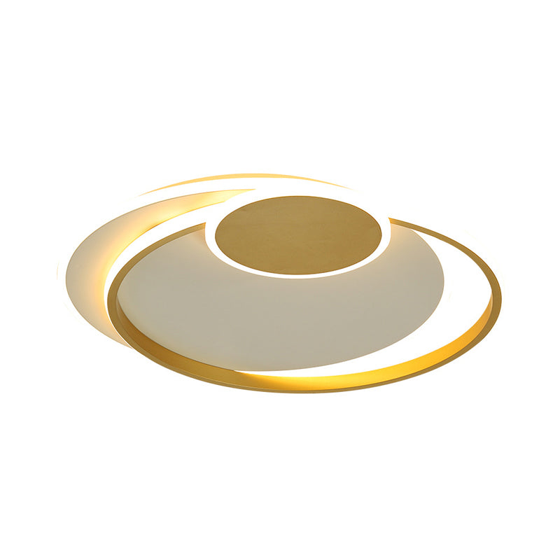 Minimalism LED Flush Mount Lamp Gold Circular Ceiling Fixture with Metallic Shade in Warm/White Light, 16.5"/20.5" W - Clearhalo - 'Ceiling Lights' - 'Close To Ceiling Lights' - 'Close to ceiling' - 'Flush mount' - Lighting' - 1586126