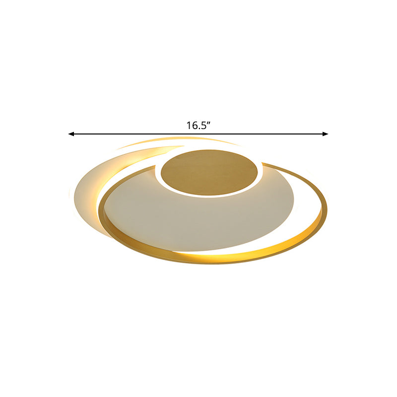 Minimalism LED Flush Mount Lamp Gold Circular Ceiling Fixture with Metallic Shade in Warm/White Light, 16.5"/20.5" W - Clearhalo - 'Ceiling Lights' - 'Close To Ceiling Lights' - 'Close to ceiling' - 'Flush mount' - Lighting' - 1586127
