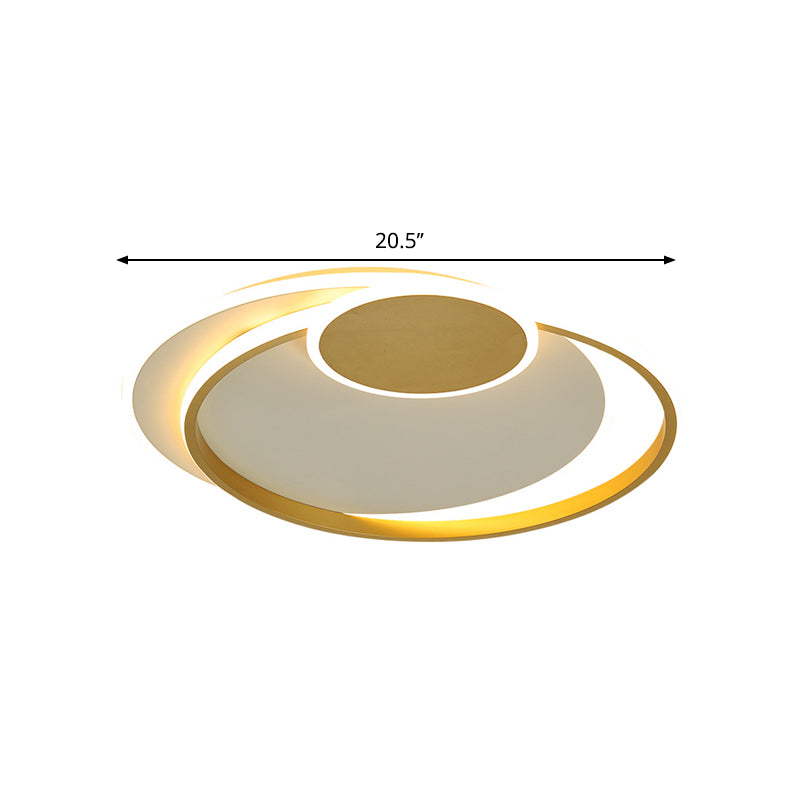 Minimalism LED Flush Mount Lamp Gold Circular Ceiling Fixture with Metallic Shade in Warm/White Light, 16.5"/20.5" W - Clearhalo - 'Ceiling Lights' - 'Close To Ceiling Lights' - 'Close to ceiling' - 'Flush mount' - Lighting' - 1586128