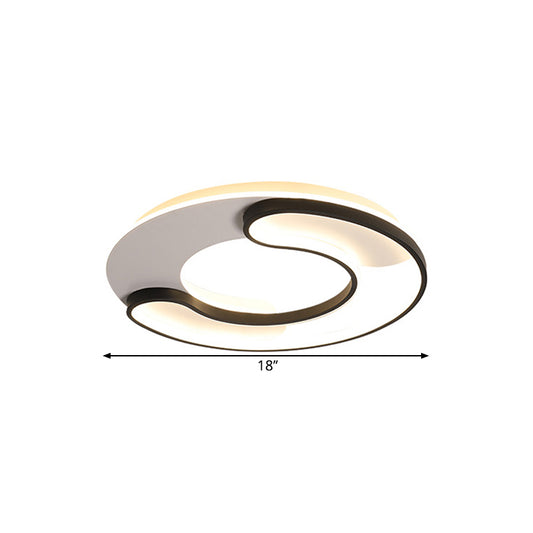 18"/20.5" Wide Stacked C-Shape Flushmount Modernist Metallic Sitting Room LED Ceiling Lamp in Black, Warm/White Light Clearhalo 'Ceiling Lights' 'Close To Ceiling Lights' 'Close to ceiling' 'Flush mount' Lighting' 1586143