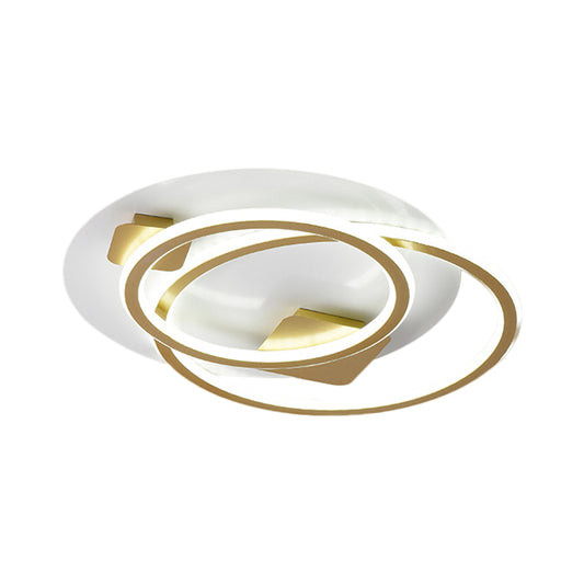 Metallic Dual Ring LED Flush Light Contemporary Close to Ceiling Lighting Fixture in Gold Clearhalo 'Ceiling Lights' 'Close To Ceiling Lights' 'Close to ceiling' 'Semi-flushmount' Lighting' 1586156