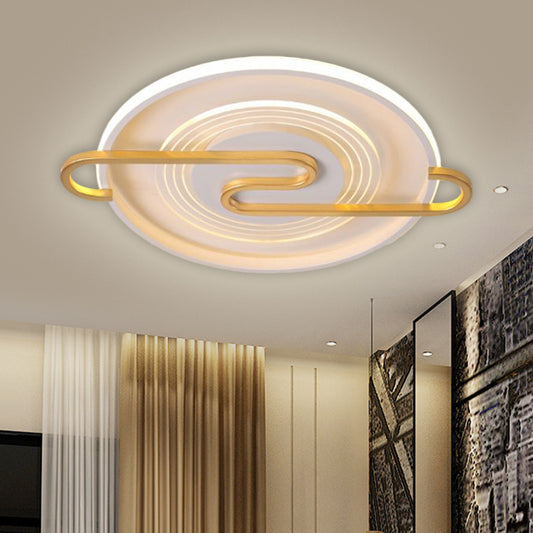 16.5"/20.5" W Modernist Round Flushmount Lighting Metal Great Room LED Close to Ceiling Lamp in Gold, Warm/White Light Gold Clearhalo 'Ceiling Lights' 'Close To Ceiling Lights' 'Close to ceiling' 'Flush mount' Lighting' 1586158