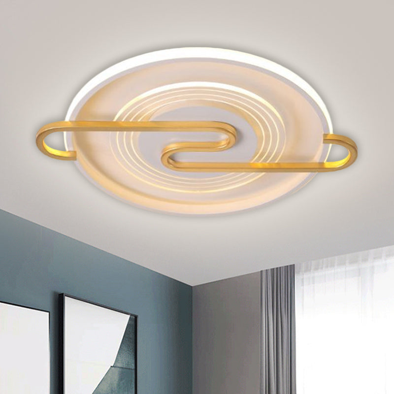 16.5"/20.5" W Modernist Round Flushmount Lighting Metal Great Room LED Close to Ceiling Lamp in Gold, Warm/White Light Clearhalo 'Ceiling Lights' 'Close To Ceiling Lights' 'Close to ceiling' 'Flush mount' Lighting' 1586159