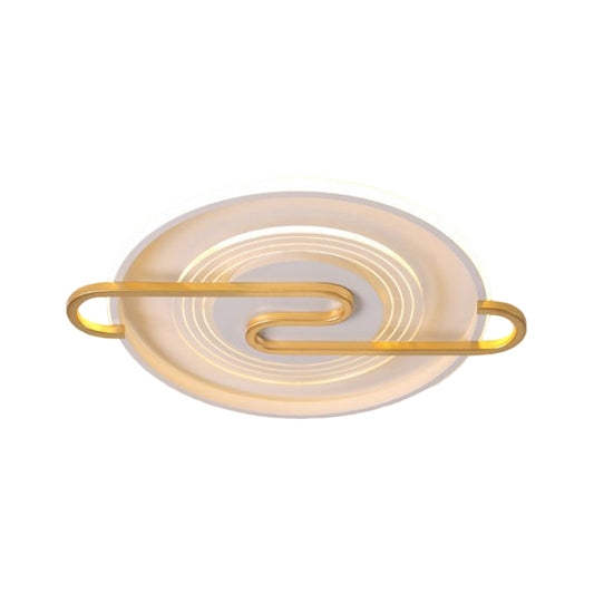 16.5"/20.5" W Modernist Round Flushmount Lighting Metal Great Room LED Close to Ceiling Lamp in Gold, Warm/White Light Clearhalo 'Ceiling Lights' 'Close To Ceiling Lights' 'Close to ceiling' 'Flush mount' Lighting' 1586160