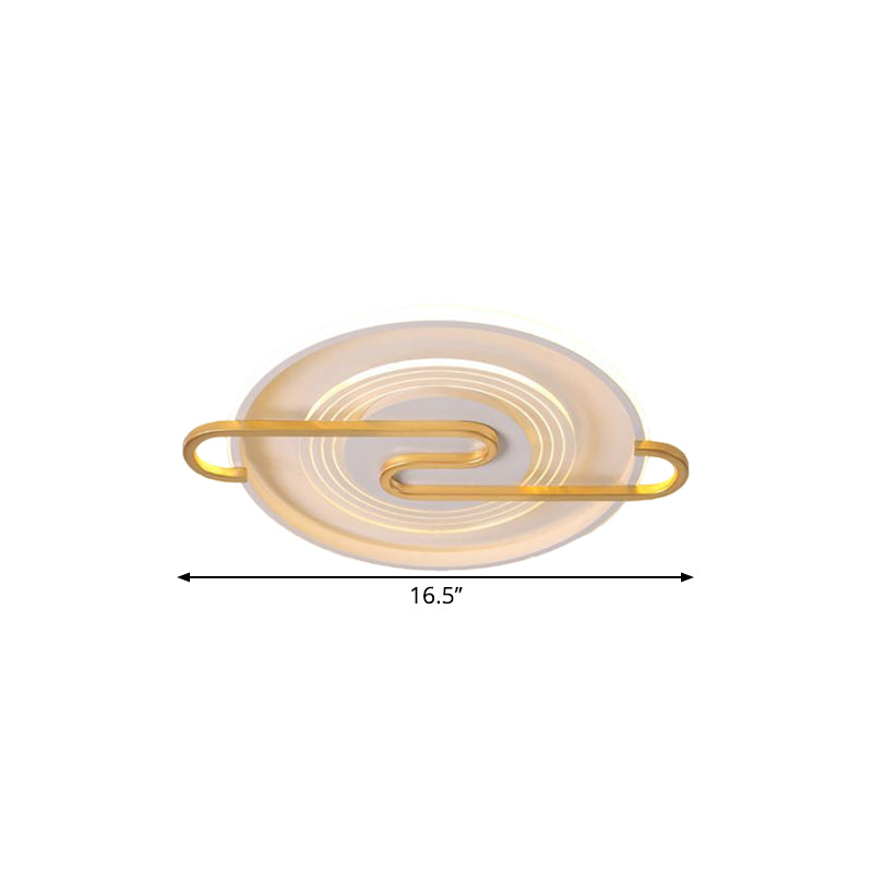 16.5"/20.5" W Modernist Round Flushmount Lighting Metal Great Room LED Close to Ceiling Lamp in Gold, Warm/White Light Clearhalo 'Ceiling Lights' 'Close To Ceiling Lights' 'Close to ceiling' 'Flush mount' Lighting' 1586161