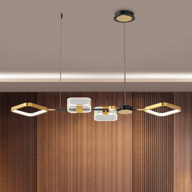 Square Metal Ceiling Suspension Lamp Simplicity LED Gold Hanging Island Light for Restaurant Gold Clearhalo 'Ceiling Lights' 'Chandeliers' 'Modern Chandeliers' 'Modern' Lighting' 1586167
