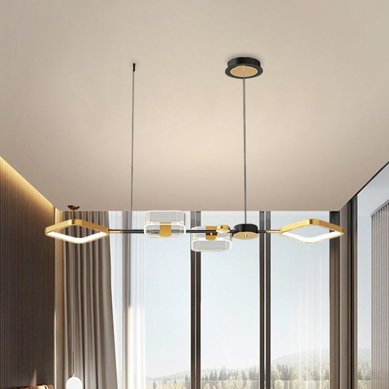 Square Metal Ceiling Suspension Lamp Simplicity LED Gold Hanging Island Light for Restaurant Clearhalo 'Ceiling Lights' 'Chandeliers' 'Modern Chandeliers' 'Modern' Lighting' 1586168